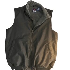 Chaps Mens Fleece Lined Puffer Vest Dark Gray Medium Layering